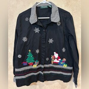 Lemon Grass holiday shirt size xl Santa Christmas tree festive